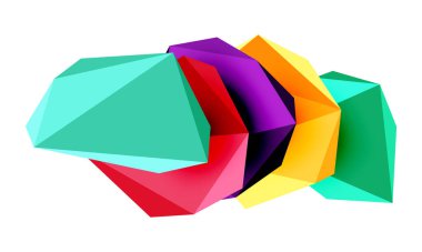 Soyut düşük polyester taş tasarımı. Geometrik 3d vektör tasarım ögesi