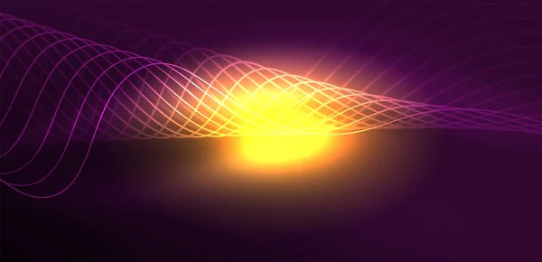 Λαμπερό Λαμπερό Κύμα Νέον Νέον Φως Λέιζερ Δείχνουν Ηλεκτρική Ώθηση — Διανυσματικό Αρχείο