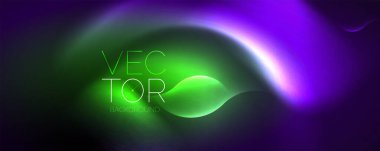 Neon glowing waves, magic energy space light concept, abstract background wallpaper design