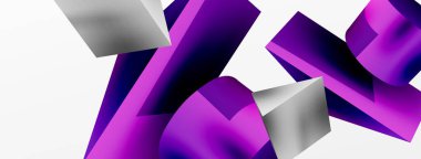 Vektör 3d soyut arkaplan. Şekiller 3 boyutlu üçgen ve silindir. Duvar kağıdı, afiş, arkaplan veya iniş için moda tekno iş şablonu