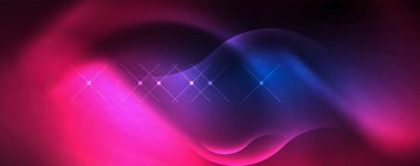 Neon glowing waves, magic energy space light concept, abstract background wallpaper design