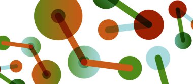 Soyut arkaplan. Yuvarlak noktalar çizgilerle birleşti. Duvar kağıdı, afiş, arkaplan veya iniş için moda tekno iş şablonu