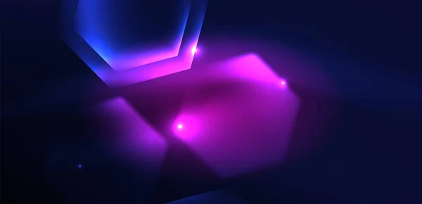 Šestiúhelníkové Abstraktní Pozadí Techno Zářící Neonové Šestiúhelníkové Tvary Vektorové Ilustrace — Stockový vektor