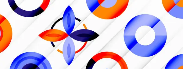 Bunte Kreise Einer Gitterkomposition Abstrakten Hintergrund Design Für Tapeten Banner — Stockvektor