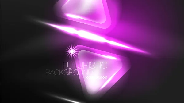 Digital Neon Abstract Background Triangles Lights Geometric Design Template — Stock Vector
