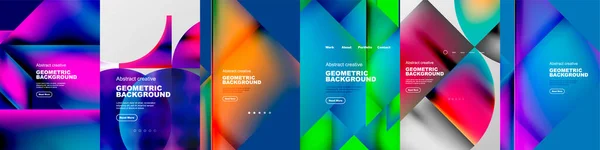 Flowing Gradient Color Geometric Shapes Creates Captivating Visual Experience Minimal — Stock Vector