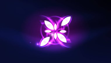 Soyut arka plan vektörü neon parlayan geometrik elementler. Duvar kağıdı, afiş, arkaplan, iniş sayfası, duvar resimleri, davetiyeler, posterler için yüksek teknoloji tasarımı