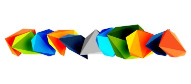 Geometrik konsept, bayrak, arkaplan, duvar kağıdı, iniş sayfası veya şirket logosu markalaşması için 3d düşük poli üçgen tasarım unsurları