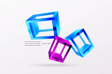 3D cube shapes vector geometric background. Trendy techno business template for wallpaper, banner, background or landing