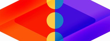 Trendy minimal geometric abstract background. Triangles, squares and circles bright colors backdrop. Vector Illustration For Wallpaper, Banner, Background, Card, Book Illustration, landing page