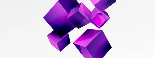 Cubes Vector Abstract Background Composition Square Shaped Basic Geometric Elements - Stok Vektor
