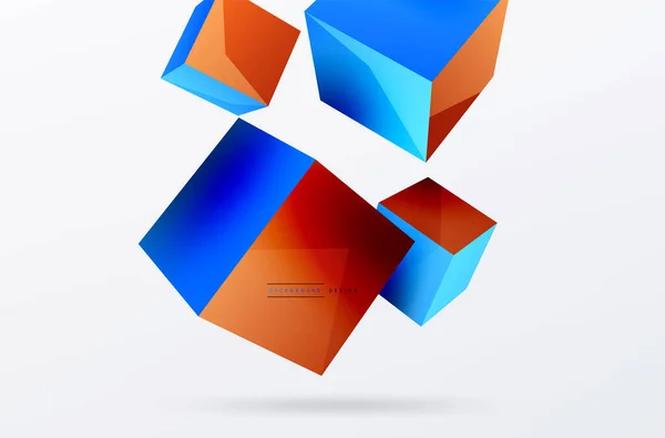 Cubes Vector Abstract Background Composition Square Shaped Basic Geometric Elements — Stok Vektör