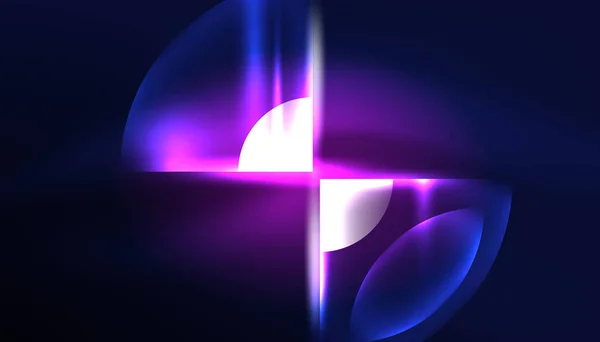Abstract Background Vector Neon Glowing Geometric Elements Tech Design Wallpaper — Stock Vector