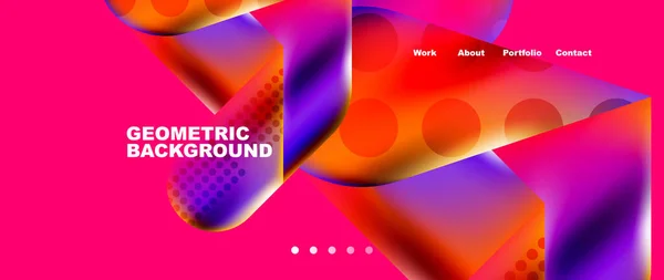Landing Page Background Template Colorful Plastic Shapes Abstract Composition Vector — Stok Vektör