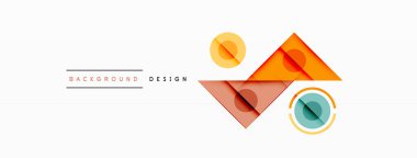 Renkli üçgenler ve soyut çemberler. Duvar kağıdı, afiş, arkaplan, iniş sayfası, duvar sanatı, davetiye, baskılar, posterler için tasarım