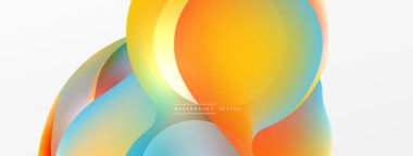 Fluid abstract background. Liquid color gradients composition. Round shapes and circle flowing design for wallpaper, banner, background or landing