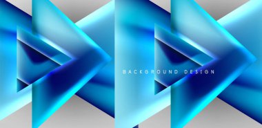 Örtüler, şablonlar, el ilanları, broşürler, afişler için üstüste binen üçgenler ve sıvı gradyanlarla soyut fırın