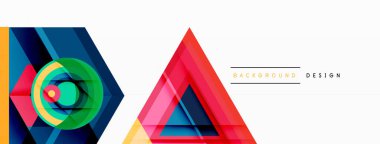 Soyut vektör tasarımı üçgenleri, altıgenleri ve daireleri harmanlayarak geometrik şekillerin uyumlu bir bileşimini oluşturur.