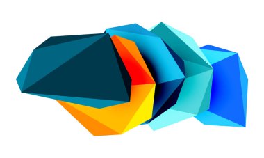 Soyut düşük polyester taş tasarımı. Geometrik 3d vektör tasarım ögesi