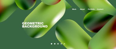 Landing page background template. Colorful plastic round shapes abstract composition. Vector illustration for wallpaper, banner, background