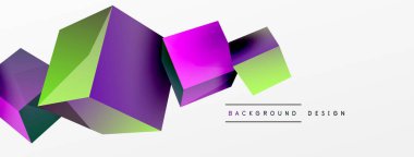 3d vector abstract background. Flying cubes composition. Trendy techno business template for wallpaper, banner, background or landing