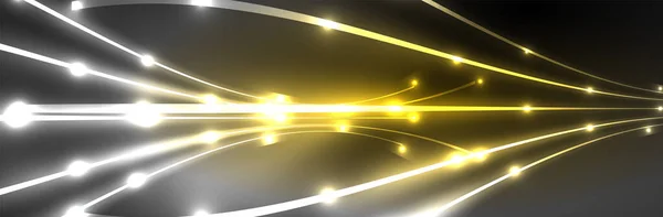 Fluide Néon Rayonnant Lignes Onde Énergie Magique Concept Lumière Espace — Image vectorielle