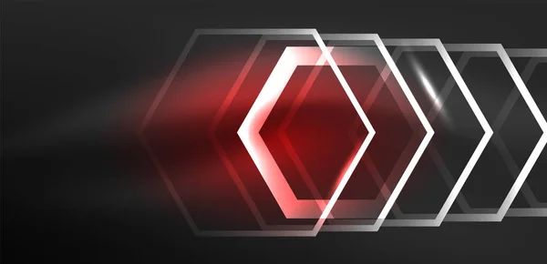 Fond Abstrait Hexagonal Techno Lumineux Néon Hexagone Formes Vectoriel Illustration — Image vectorielle