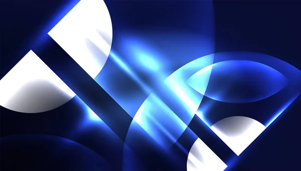 Abstrakt Bakgrund Vektor Neon Glödande Geometriska Element Högteknologisk Design För — Stock vektor