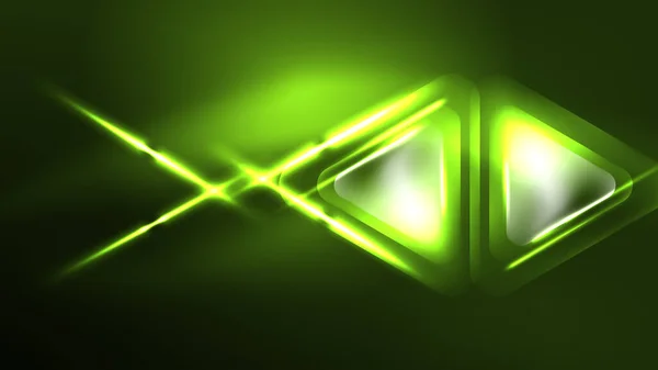 デジタルネオンアブストラクト背景 三角形とライト幾何学的デザインテンプレート — ストックベクタ