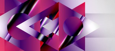 Trendy minimal geometric composition abstract background. Shadow lines and lights on glossy triangles backdrop. Vector Illustration For Wallpaper, Banner, Background, Card, Book Illustration