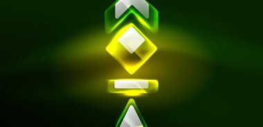 Neon parıldayan tekno çizgiler ve oklar, yüksek teknolojili soyut arkaplan şablonu