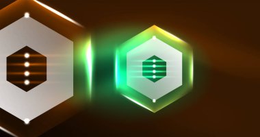 Neon altıgen arka plan. Duvar kağıdı, afiş, arkaplan, iniş sayfası, duvar resimleri, davetiyeler, posterler için yüksek teknoloji tasarımı