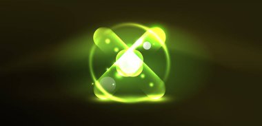 Soyut parlak neon ışıklı tekno daireler arka planı