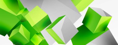 3d küp vektör soyut arkaplan. 3d kare şeklindeki temel geometrik elementlerin bileşimi. Duvar kağıdı, afiş, arkaplan veya iniş için moda tekno iş şablonu