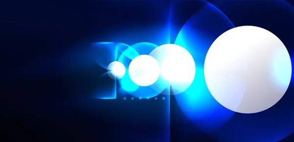 背景为蓝色 发亮的霓虹灯 色泽圆 用于墙纸 背景图 书籍插图 登陆页的技术未来主义向量插图 — 图库矢量图片