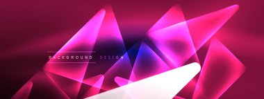 Geometrik arkaplanı hackleyen neon ışıkları, sanal gerçeklik veya yapay zeka konsepti, duvar kağıdı, pankart, sunum, arkaplan için siber punk geometrik şablon