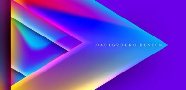 Örtüler, şablonlar, el ilanları, broşürler, afişler için üstüste binen üçgenler ve sıvı gradyanlarla soyut fırın