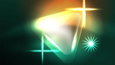 Dijital Neon Soyut Arkaplan, Üçgenler ve Işıklar Geometrik Tasarım Şablonu