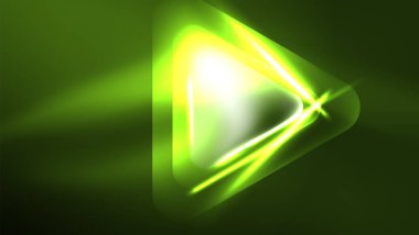 Dijital Neon Soyut Arkaplan, Üçgenler ve Işıklar Geometrik Tasarım Şablonu