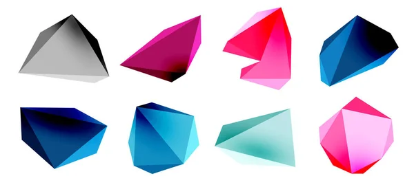 幾何学的な概念 バナー ランディングページや企業ロゴのブランディングのための3次元低ポリ三角形のデザイン要素 — ストックベクタ