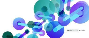 Çizgi noktaları geometrik soyut arkaplan bağlantıları. Çizgilerle birbirine bağlı çemberler. Duvar kağıdı, afiş, arkaplan veya iniş için moda tekno iş şablonu