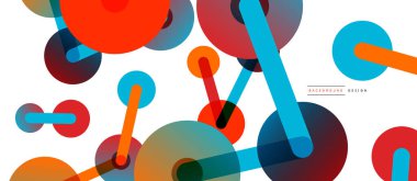 Soyut arkaplan. Yuvarlak noktalar çizgilerle birleşti. Duvar kağıdı, afiş, arkaplan veya iniş için moda tekno iş şablonu