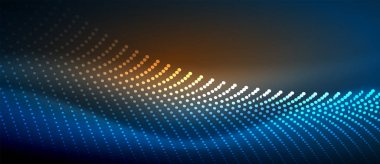 Pürüzsüz ve şık bir tasarım. Mavi pürüzsüz neon bir dalga. Karanlık bir arkaplanda parlıyor.