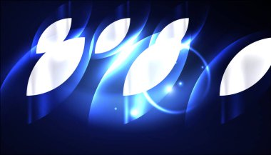 Soyut arka plan vektörü neon parlayan geometrik elementler. Duvar kağıdı, afiş, arkaplan, iniş sayfası, duvar resimleri, davetiyeler, posterler için yüksek teknoloji tasarımı