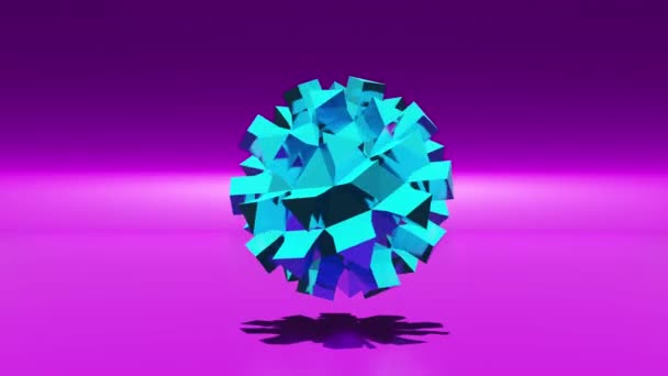 Анимация Сферы Техно Низкий Поли Мяч Форма Молекулы — стоковое видео