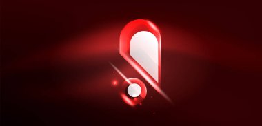 Neon parlayan geometrik şekiller vektör soyut arkaplanı. Yuvarlak elementler, ışık efektleri ve renk arkaplanlı parlak cam. Uzay kozmik ya da sihirli enerji duvar kağıdı