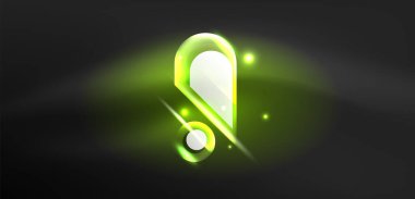 Neon parlayan geometrik şekiller vektör soyut arkaplanı. Yuvarlak elementler, ışık efektleri ve renk arkaplanlı parlak cam. Uzay kozmik ya da sihirli enerji duvar kağıdı