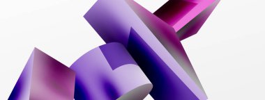 Vektör 3d soyut arkaplan. Şekiller 3 boyutlu üçgen ve silindir. Duvar kağıdı, afiş, arkaplan veya iniş için moda tekno iş şablonu