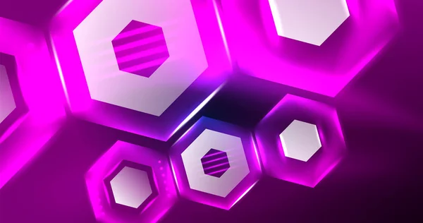 Abstract Achtergrond Neon Hexagon Vector Illustratie — Stockvector