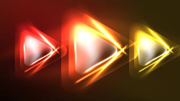 Techno Neon Dreiecke Mit Lichteffekten Dunkeln — Stockvektor